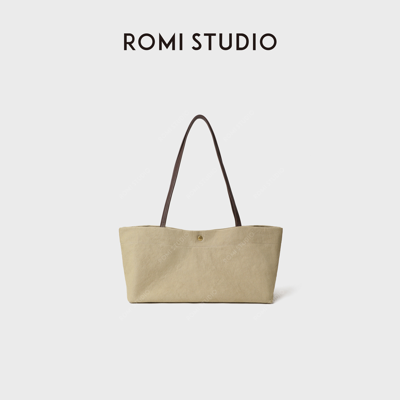 Romi Studio American Imported Canvas Cotton Old Money Style First Layer Cowhide Shoulder Bag Rwdap04466 Romi Studio American Imported Canvas Cotton Old Money Style First Layer Cowhide Shoulder Bag Rwdap04466