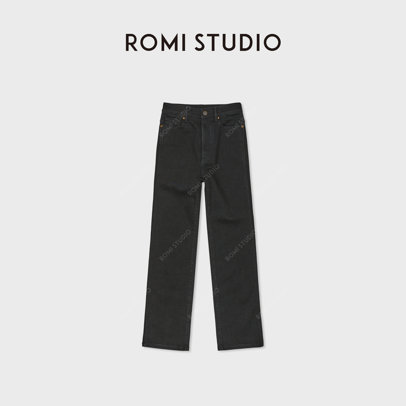 Romi Studio Casual and Simple Washed Cotton Slightly Stretchy Straight-Leg Jeans Rwdsxt1549
