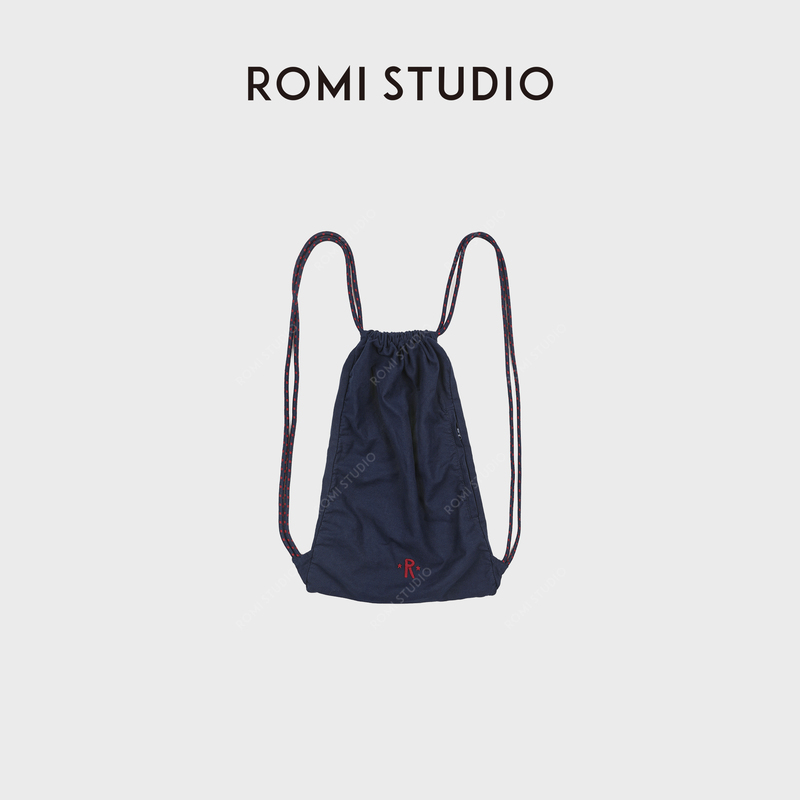 Romi Studio Cotton Vintage Custom-Dyed Distressed Embroidered Drawstring Backpack Rwdlpy1578