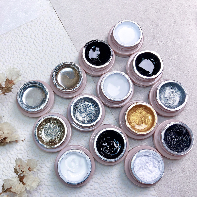 Si Ting Nail Art - Japanese-Style No-Wash Painting Gel High-Density Platinum Gel Black White Nail Polish Gel Colorful Nails Silver