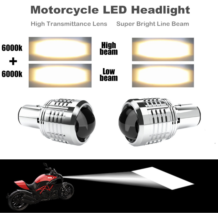 Locomotive front super-bright living room lamp LED double-claw waterproof bulb H4 intense light high bright electric vehicle lens tangent bulb