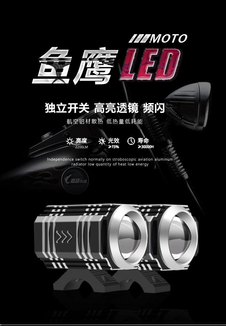 Fish Hawk Locomotive LED Spotlight Bursting Glare spotlights Retrofitted Open Road Lights Super Bright Led Lens Headlights