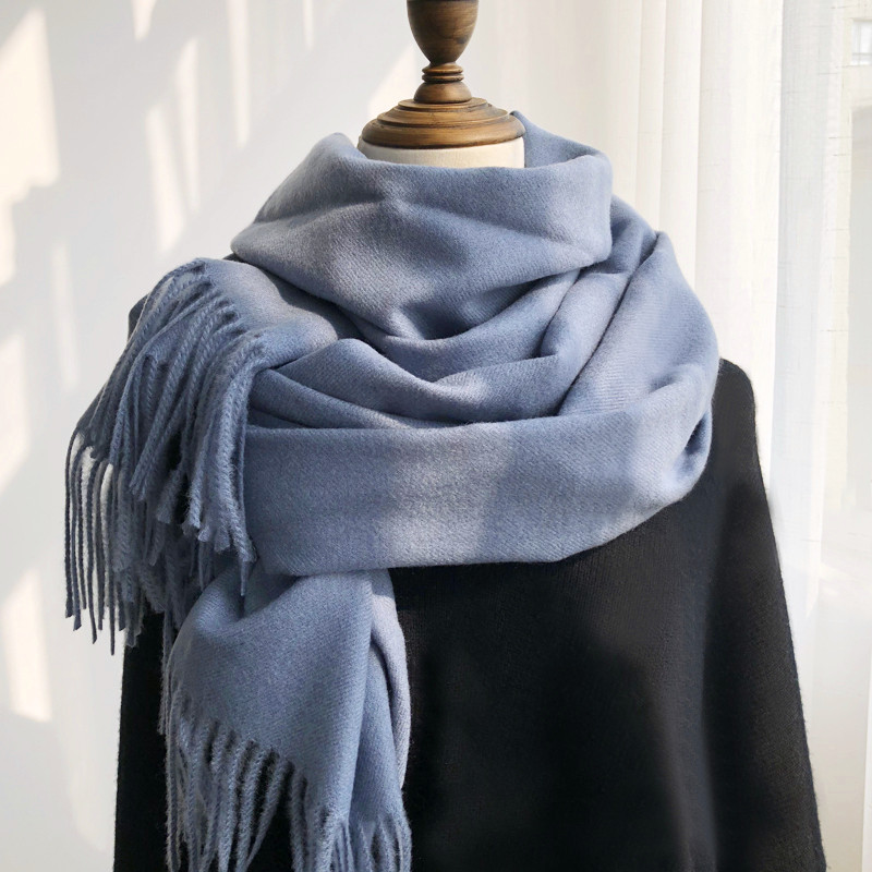 French DRCO superior cashmere scarf autumn winter pure color thickened warm cloak shoulder long style 100 hitch suede suede collar-Taobao