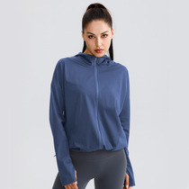 Batsleeve casual sportswear loose long sleeve hooded fitness zipper jacket outdoor quick-drying breathable windproof jacket