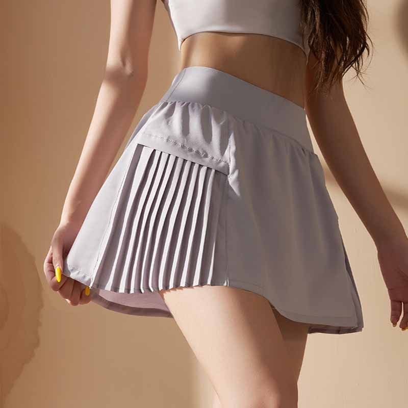 Quick-drying sports short skirt summer running shorts casual training tennis pleated skirt anti-light thin mobile phone pocket