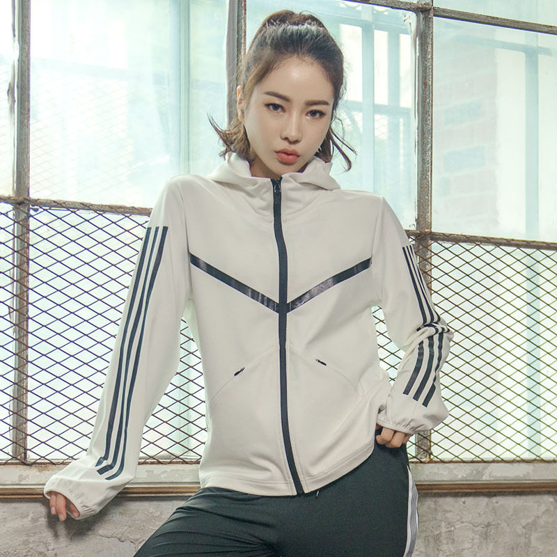 Sports Casual Jacket Jacket Woman Loose even hat with mask medium long version of blouse running jacket Rnecklace pocket