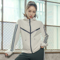 Sports and leisure jacket Jacket Womens loose hooded jacket with mask Medium-long top Running jacket zipper pocket