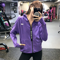 Sports casual jacket autumn winter long sleeve loose bf hooded jacket outdoor running training warm yoga fitness suit
