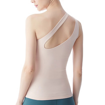 Single shoulder strap with chest pad sports vest hollow beauty back shockproof fitness bra running training yoga underwear