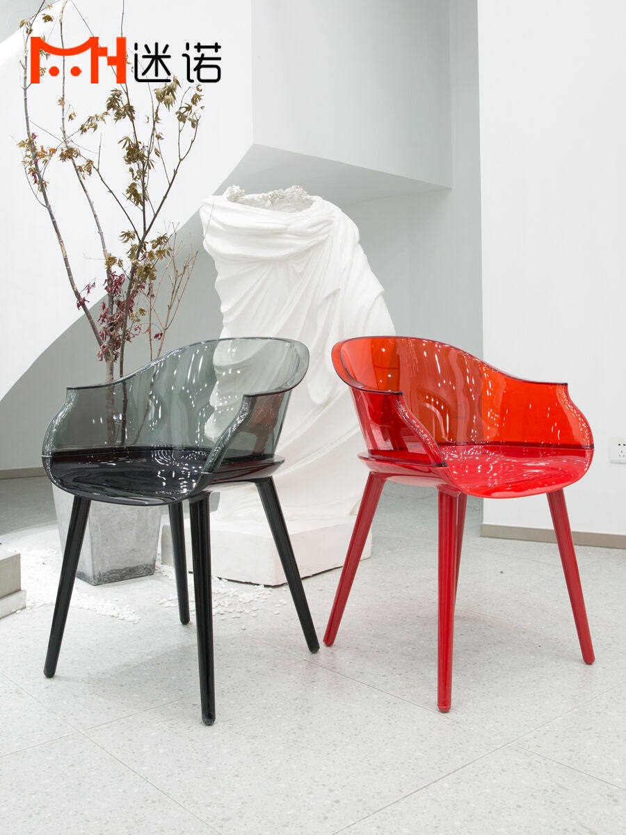 Nordic light luxury creative transparent chair modern simple plastic dining chair coffee designer armrest back office chair