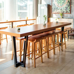Bar Table, High-Legged Solid Wood Bar Counter, Simple Long Table, Commercial Milk Tea and Coffee Shop Tables and Chairs, Reception and Dining Room Tables and Chairs