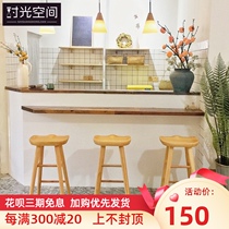 Solid wood bar chair Modern simple log bar chair Nordic leisure household dining chair Office front desk high foot bar stool