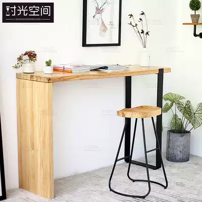 Simple modern solid wood bar table Household wall partition coffee table Living room entrance creative high-legged table and chair