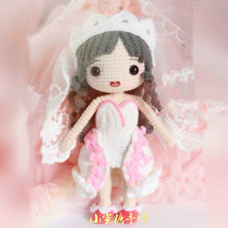 Handmade DIY Crochet Doll 128 White Daydream Wedding Bride Etographic Tutorial Cute Doll Small Paparazzi Sentiment