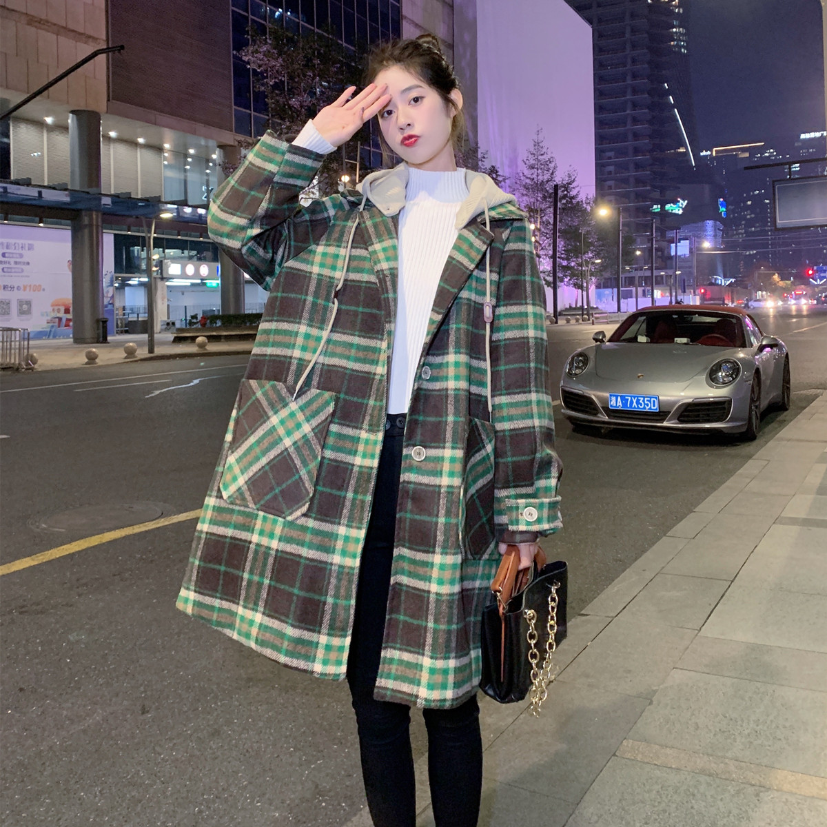 Pregnant women's plate coat 2023 new loose air outside wearing a small pregnant mid - pregnancy cloak