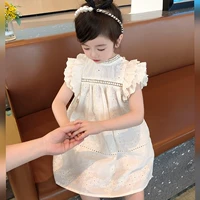 Платье для девочек, белая свежая летняя одежда, детская летняя тонкая юбка, в западном стиле