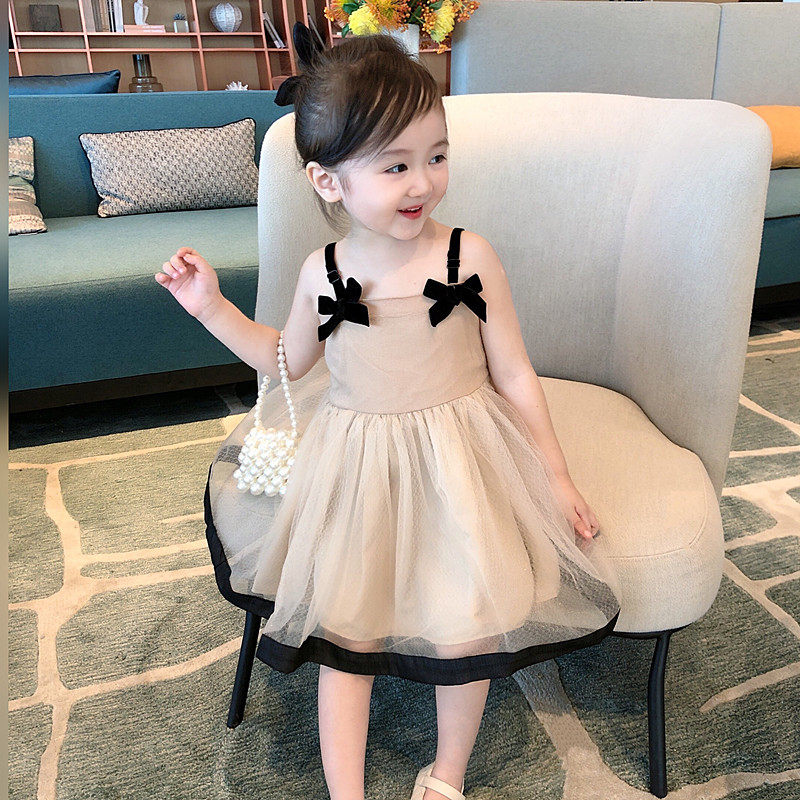 Girls dress summer 2021 new Western style fashion Korean version of the high-end princess style suspender yarn skirt female baby skirt