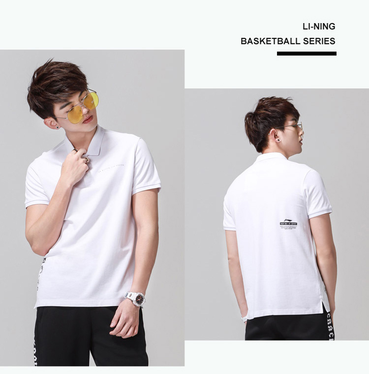 Áo thun ngắn tay Li Ning nam 2018 mới bóng rổ loạt áo thể thao nửa tay cotton APLN181 ao polo nu