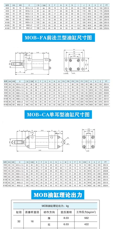 Xi lanh thủy lực thanh giằng Xi lanh thủy lực Xi lanh nhẹ MOB khoan 32/40 tùy chỉnh không chuẩn xilanh thủy lực 2 chiều