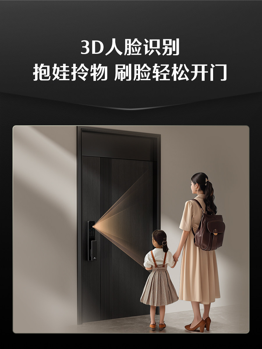 Deschmann Smart Door Lock 3D Facial Recognition Cat-Eye Large Screen Password Lock Home Entrance Door Fingerprint Lock Xiaodi Q2Fv