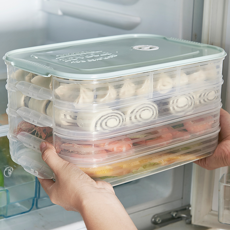 Water dumplings Box Refrigerator refreshing wonton Stuffed Eggs Frozen Dumplings Home Multilayer grids Plastic Containing Box of the Fried Dumplings