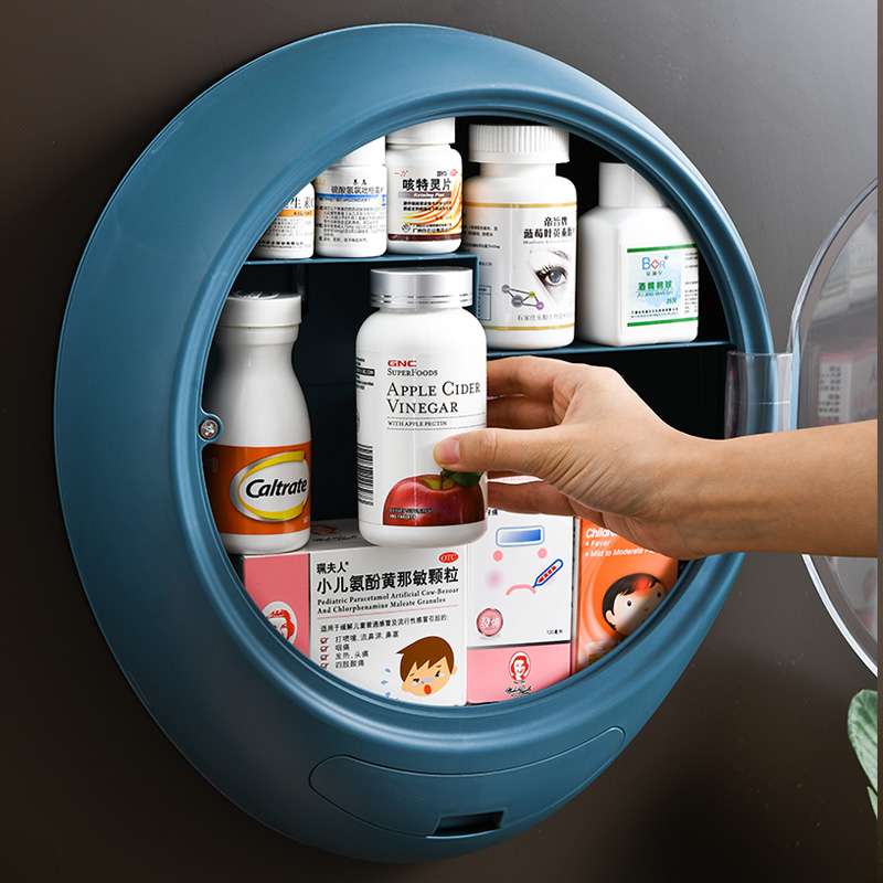 Medicine box family home emergency medical protective box large and small wall-mounted punch-free drug and medicine storage box