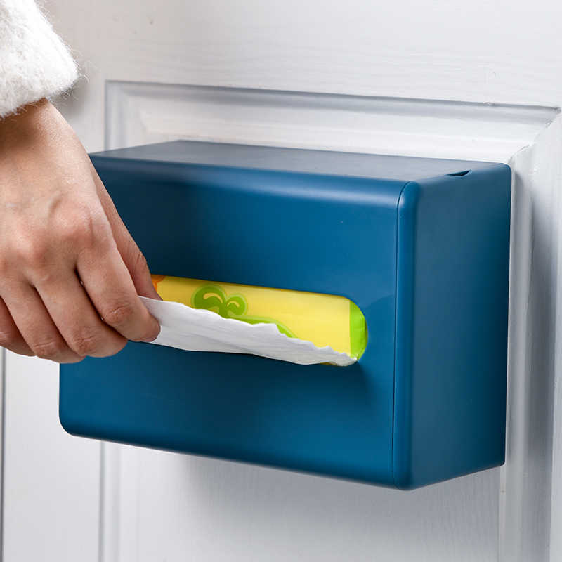 Toilet paper box Wall-mounted household kitchen living room toilet powder room Creative hole-free toilet upside-down tissue box