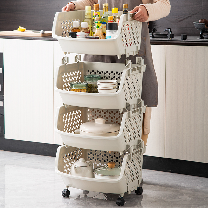Kitchen Shelve Containing Layer Rack Vegetable Basket Multifunctional Floor Type Multilayer Seasonings Vegetable Containing basket Shelve