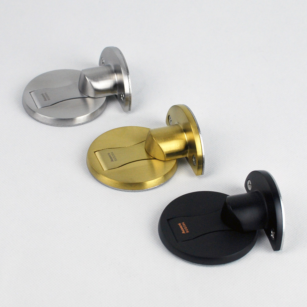 304 wire drawing stainless steel black invisible ground suction wood floor magnetic brick free bore door suction 3M sticker magnetic suction