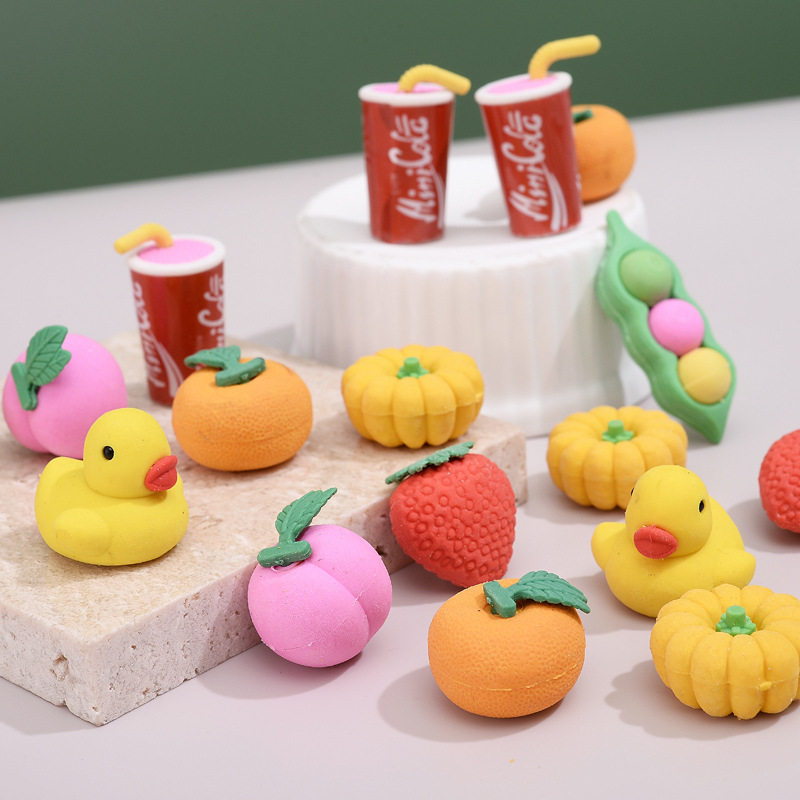 Creative Elementary School Students' Cute Stationery Fruit and Vegetable Erasers Cartoon Carrot Erasers Kindergarten Gifts and Prizes