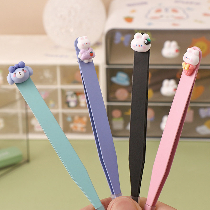 New Cartoon Handbook Clip Macaron Cute Pointed Elbow Stainless Steel Tweezers Handmade DIY Handbook Clip