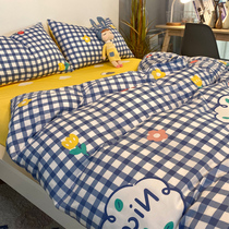 Jinxi Road students cotton cotton 100 four-piece dormitory sheets quilt cover three-piece set quilt cover pieces 4 bedding