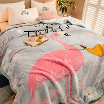 Blanket quilt thickened warm winter single dormitory student female double layer flannel coral velvet double blanket