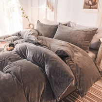 Jinxi Road winter milk velvet four-piece padded coral velvet double-sided velvet quilt cover sheets three-piece bedding