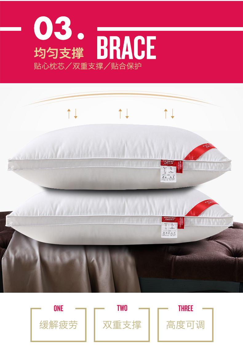 Một đôi] khách sạn có thể giặt bông lông nhung gối sinh viên cotton ký túc xá gối đơn người lớn goi cao su non
