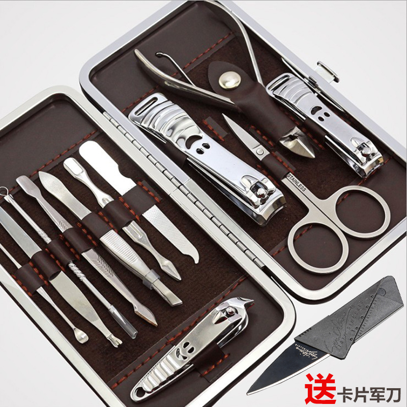 Large number nail nail mericure suit nail clippers suit 12 pieces of manicure nail knife reptiring nail-repairing toe die leather pliers
