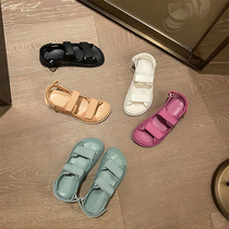 Fashion Summer Outdoor Wearing Thick Bottom Magic Stick Sandals Shoes Woman Heightening Toes Flat Base Roman Sandals Fairy Sandals