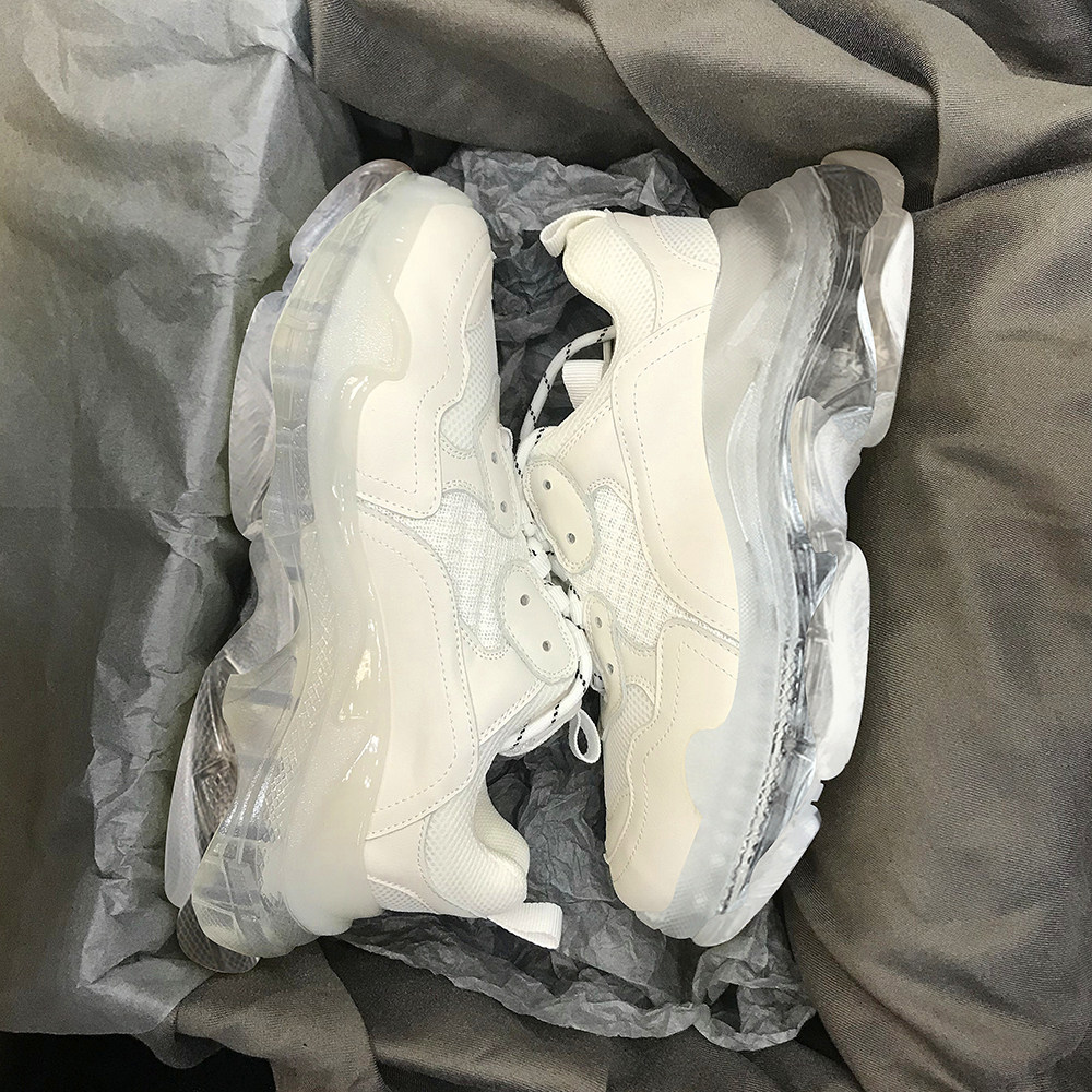 Real cowhide sponge cake shoes women increase breathable mesh casual sneakers platform white shoes all-match old shoes women trendy