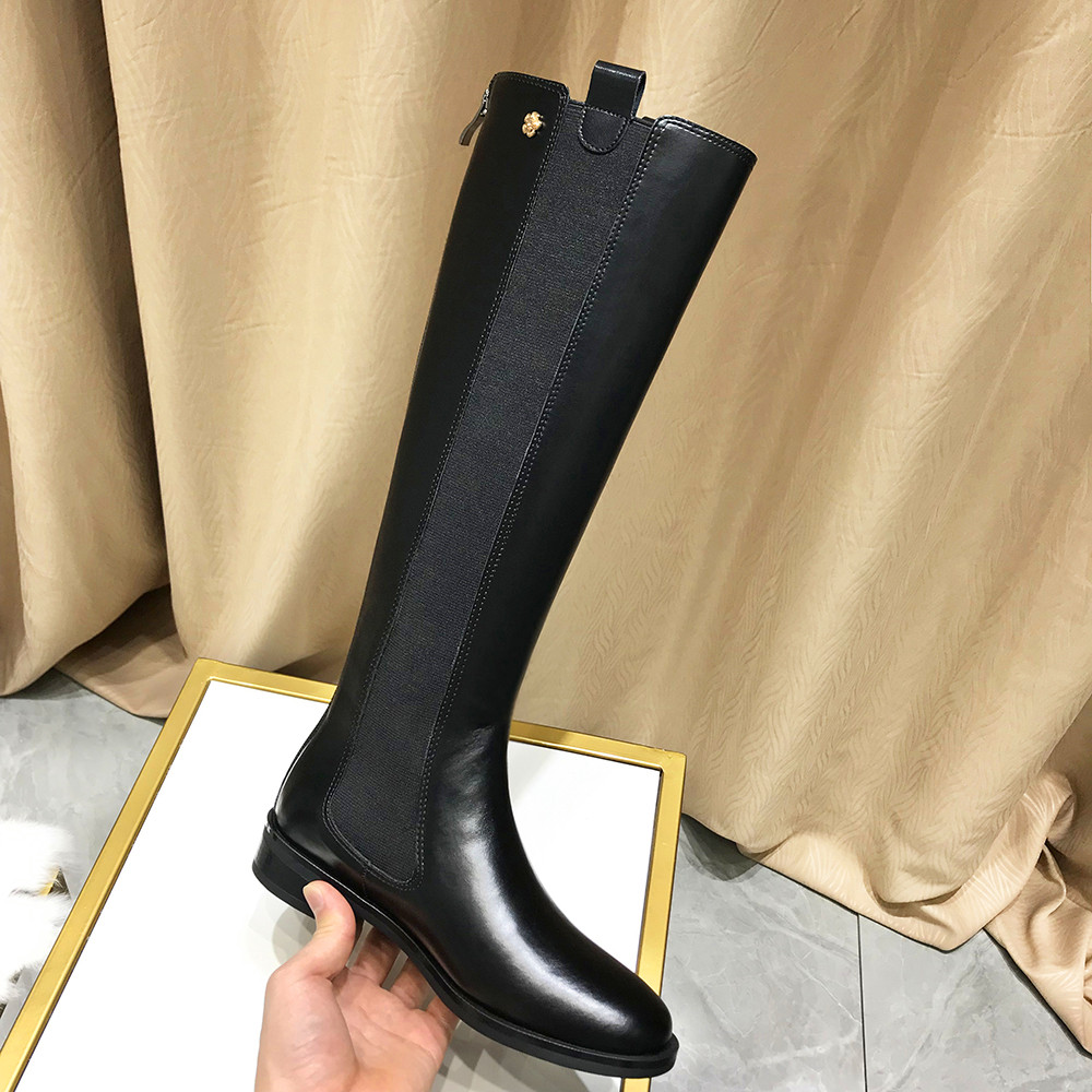 Flat bottom Long boot Children 2022 new 100 hitch Slim Genuine Leather Rider Long Boots High Cylinder Boots Long Boots and Knee Boots Woman