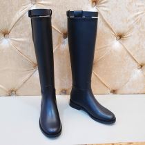 All cowhide ~ ANN Knight boots leather flat-bottomed high boots Net red boots not over-knee boots long horse boots female boots