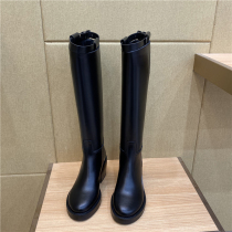 2020 autumn and winter New thick heel boots female black handsome belt buckle Knight boots long boots high boots