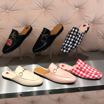 2021 new leather flat bottom Baotou Mueller shoes heel-free half slippers comfortable Net red outdoor wear slippers womens shoes