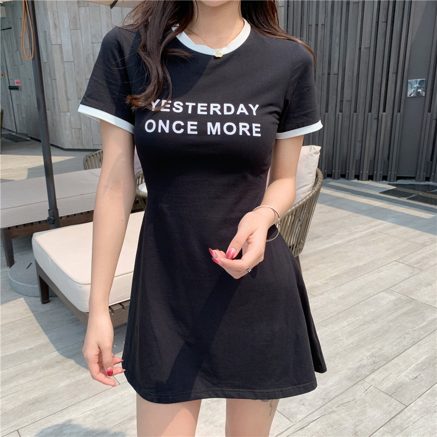 VK旗艦店 韓國風名媛氣質修身顯瘦t恤裙短袖洋裝
