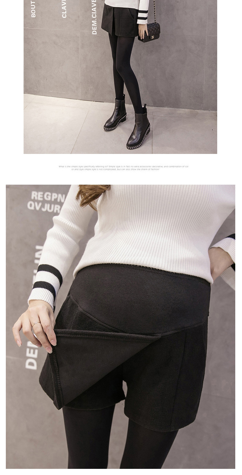 Bà bầu quần short mùa thu và mùa đông mặc quần legging nâng bụng váy mùa xuân và mùa thu mới thủy triều mẹ quần len quần bà bầu mùa đông đầm bầu thời trang