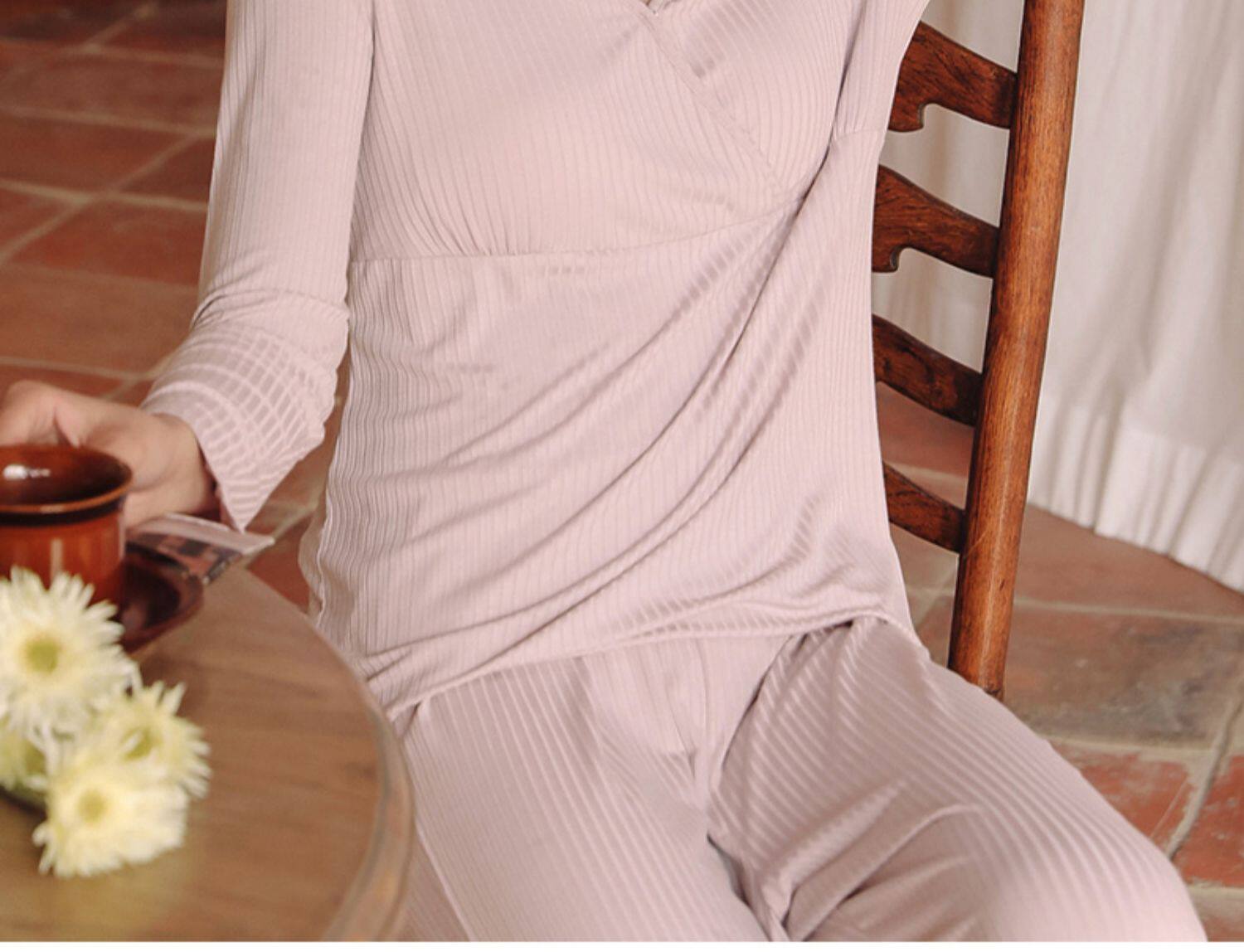 Одежда для отдыха 哺乳衣外出辣妈款哺乳上衣月子服喂奶打底衫春秋款夏季家居服套装 M degrees Korea
