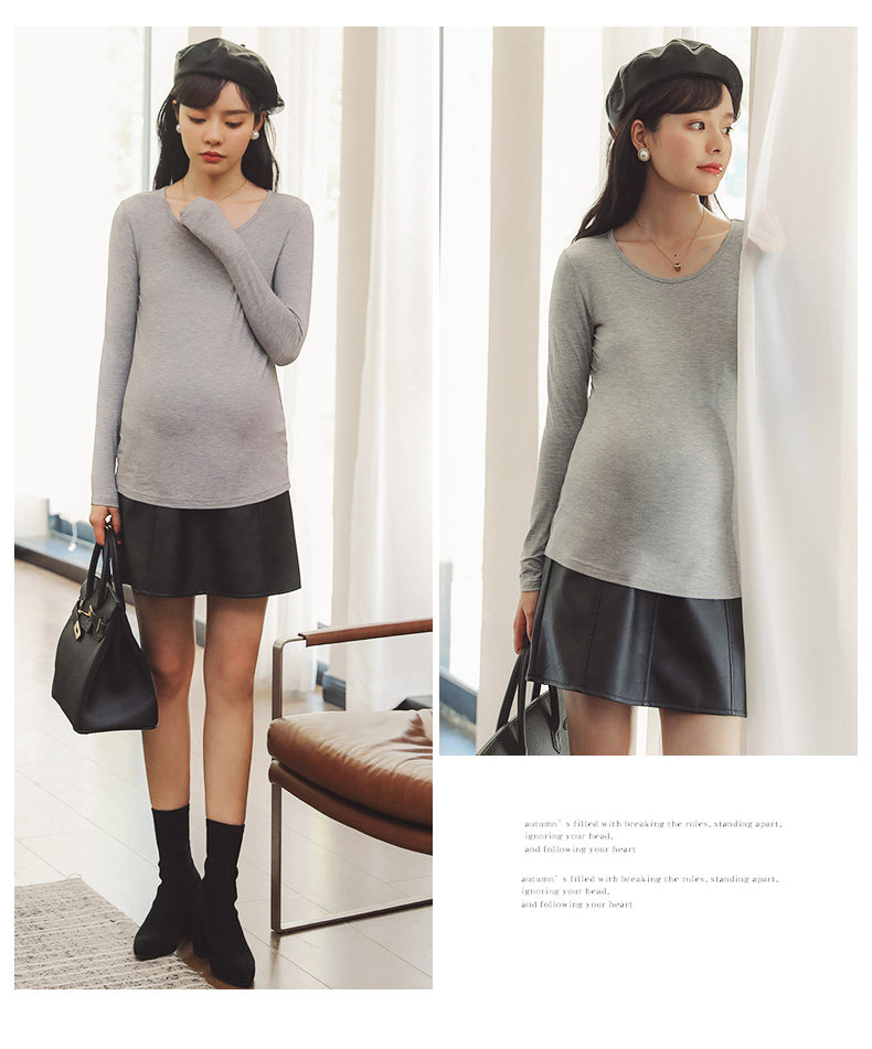 Футболка для беременных 孕妇上衣春秋孕妇t恤孕妇打底衫长袖内搭秋衣秋季薄款孕妇装秋装