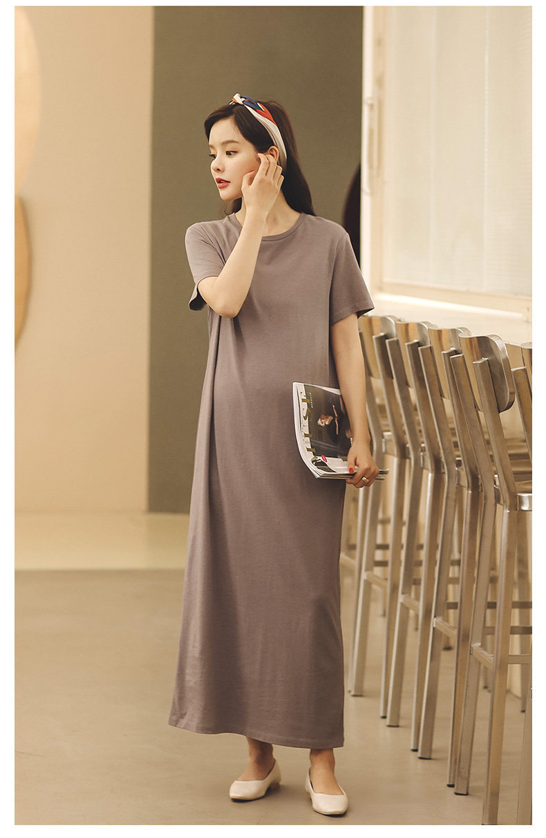 Платье для беременных 米度丽孕妇装夏装上衣孕妇连衣裙夏季外出时尚高端短袖t恤长裙子 M degrees Korea