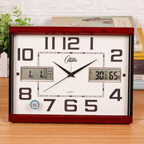 Kangba silent clock home desktop with alarm clock modern new Chinese display watch with calendar temperature wall clock