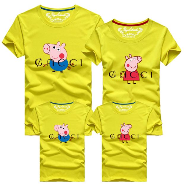 Váy hè mới 2018 cho bố mẹ con tròn cổ cotton cho mẹ mùa hè nhà đầy đủ ba hoặc bốn chiếc áo thun ngắn tay áo thun gia đình