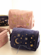 Day single cute starry sky embroidery velvet cosmetic bag Tassel small handbag portable cosmetics storage bag